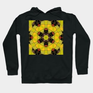 Mosaic Mandala Flower Yellow Green Red and Black Hoodie